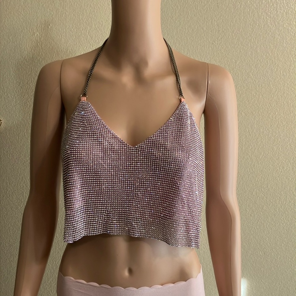 Pink diamond crop top
Flip side satin
Size 36C